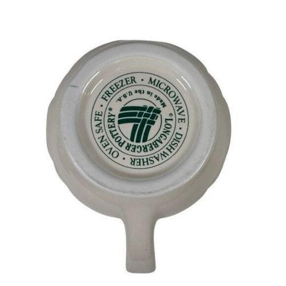 Longaberger Pottery Creamer Woven Tradition Green Cream Pitcher Gravy Syrup Milk - Picture 6 of 8